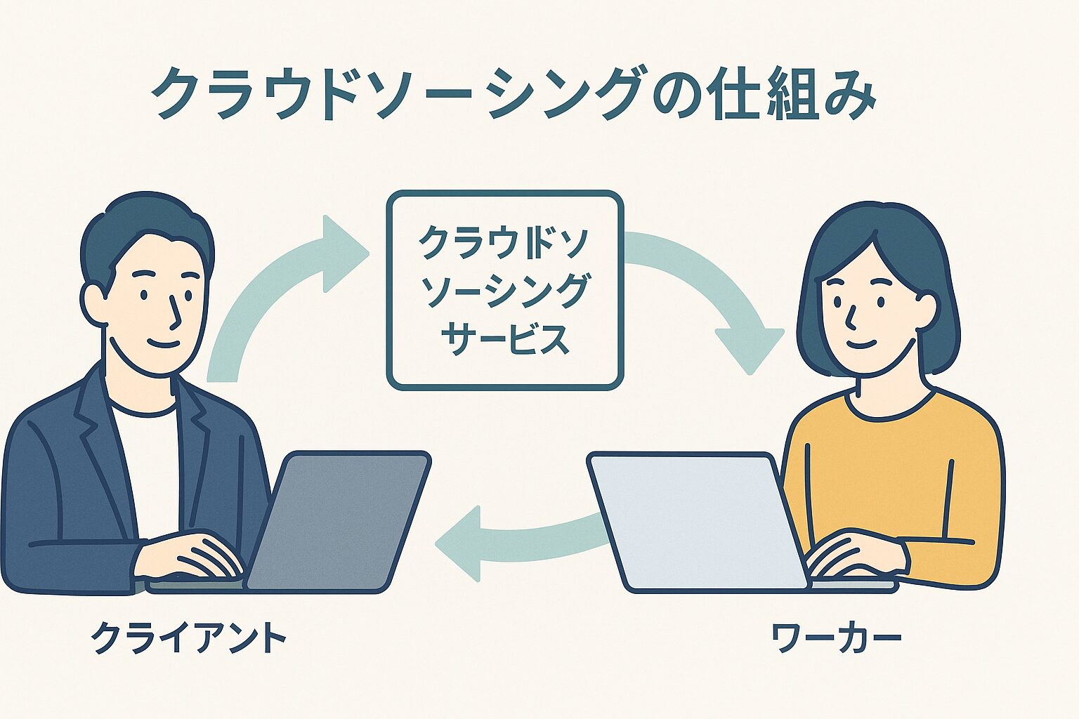 クラウドソーシングの基本的な流れを示す図