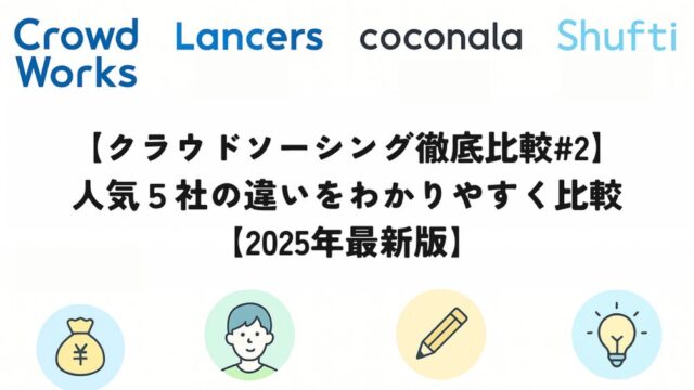 クラウドソーシング4社の特徴を比較した図解イラスト